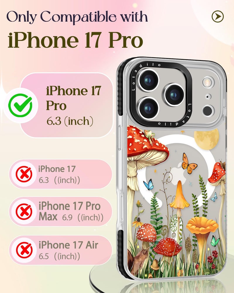 Lotadilo Case for iPhone 17 Pro Case Compatible with Magsafe Ring Holder Stand - for Women Butterfly Mogu Design TPU Phone Cover for Girls Girly Funny Fashion - Image 2