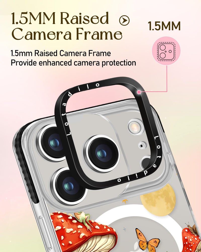 Lotadilo Case for iPhone 17 Pro Case Compatible with Magsafe Ring Holder Stand - for Women Butterfly Mogu Design TPU Phone Cover for Girls Girly Funny Fashion - Image 3