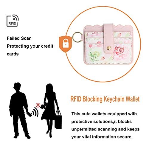 TSNSOEEO Keychain Wallet Wristlet RFID Small Credit Card Holder Bracelet Key Chain Purse Bangle Tassel Beads Key Rings for Women - Image 4
