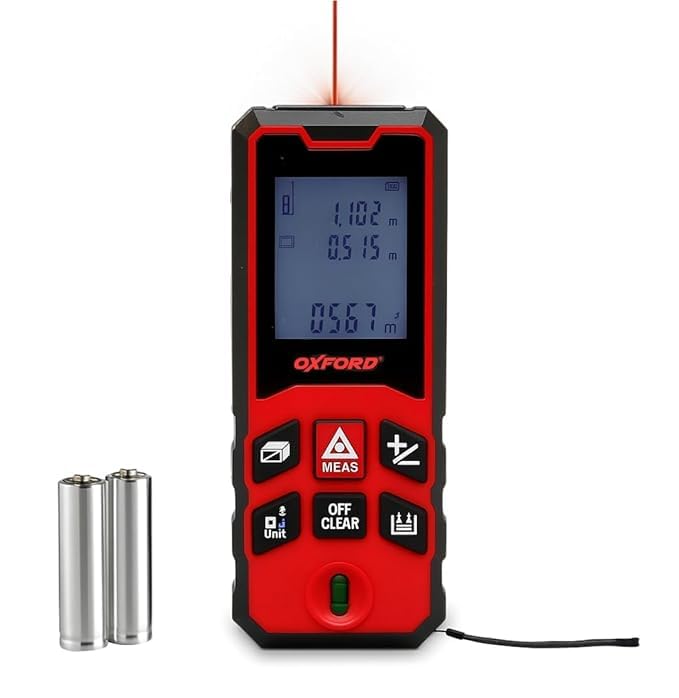Tomahawk Oxford® OLO-0800 Laser Distance Meter Measurer 263ft/80M with Area, Volume and Pythagoras Measurement - Water and Dust Resistant Laser Measuring Device with Backlit LCD, Battery Included - Image 1