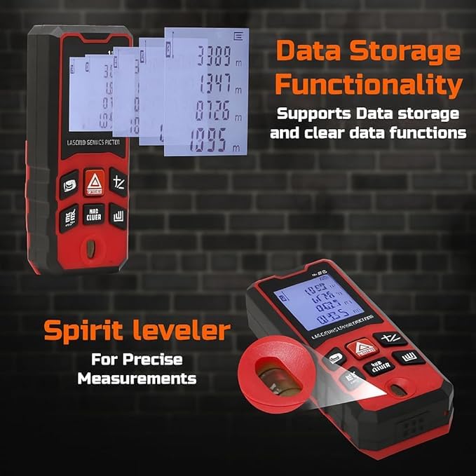 Tomahawk Oxford® OLO-0800 Laser Distance Meter Measurer 263ft/80M with Area, Volume and Pythagoras Measurement - Water and Dust Resistant Laser Measuring Device with Backlit LCD, Battery Included - Image 2