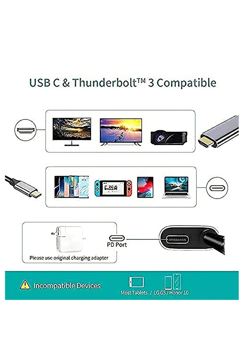 Y&D - USB Type C to HDMI Conversion Cable for Nintendo Switch / Samsung Dex Station S21 S20 Note20 TabS7 TV Docking Mode 4K and 1.8m Long Travel - Image 1
