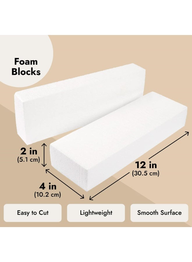 كرافت ماجيك ٣ قطع من قوالب الفوم الحرفية | ١٢×٤×٢ بوصة | مستطيل من الفوم البوليسترين | ثيرموكول | ستايروفوم | للنحت الفني | تنسيقات الزهور | النمذجة | فنون وحرف يدوية | مدرسة ومكتب ومنزل - Image 3