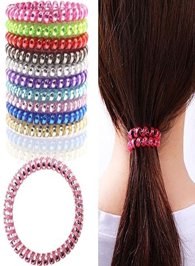 Minta 30Pcs Spiral Hair Ties Coil Plastic Hair Ties No Crease Traceless Coils Hair Bulk Ponytail Holder Plastic Phone Cord Coils Scrunchies For Girls Women Thick Thin Curly Hair 10 Colors - Image 5