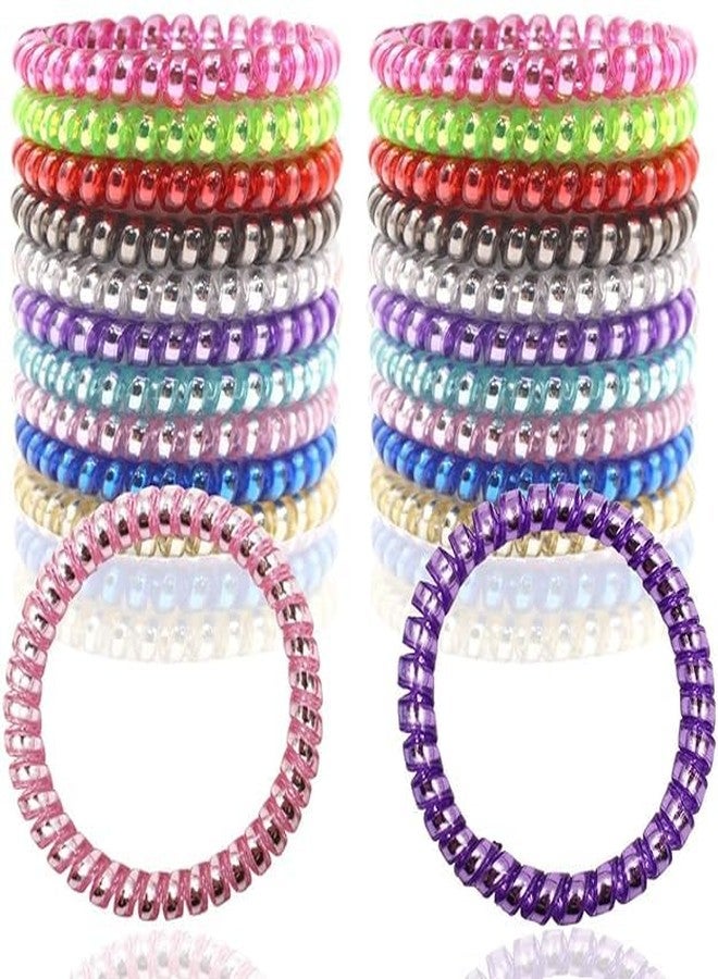 Minta 30Pcs Spiral Hair Ties Coil Plastic Hair Ties No Crease Traceless Coils Hair Bulk Ponytail Holder Plastic Phone Cord Coils Scrunchies For Girls Women Thick Thin Curly Hair 10 Colors - Image 2