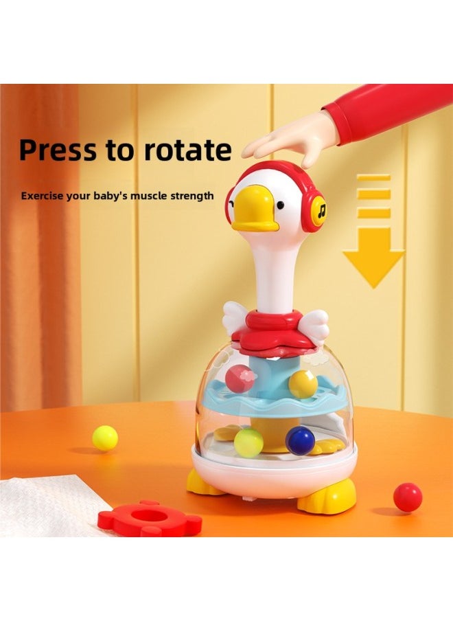 Baby Jumping Ball Turnaround Music Toy 0-1 Year Old Early Education Educational Music Rattle Baby Hand Fine Movements To Coax Baby-Color:Goose Presses The Bouncing Ball And Spins It [red]  - Image 4