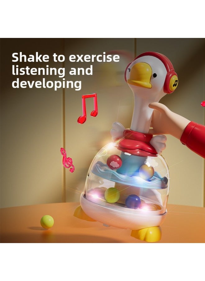 Baby Jumping Ball Turnaround Music Toy 0-1 Year Old Early Education Educational Music Rattle Baby Hand Fine Movements To Coax Baby-Color:Goose Presses The Bouncing Ball And Spins It [red]  - Image 3