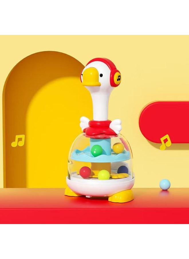 Baby Jumping Ball Turnaround Music Toy 0-1 Year Old Early Education Educational Music Rattle Baby Hand Fine Movements To Coax Baby-Color:Goose Presses The Bouncing Ball And Spins It [red]  - Image 1