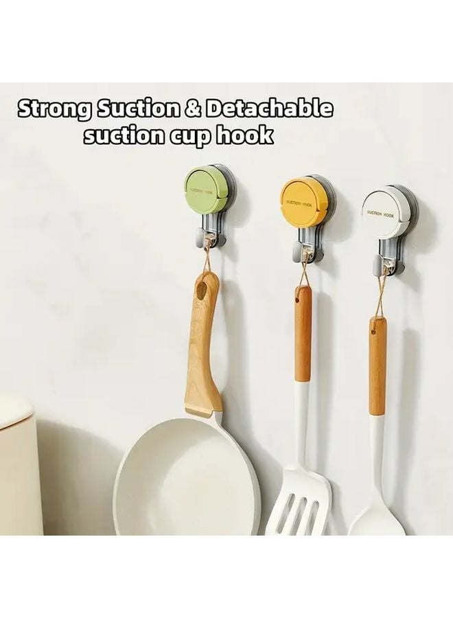 3pcs Heavy Duty No Drill Vacuum Suction Towel Rack Double Head Hooks White Green Yellow - Image 4