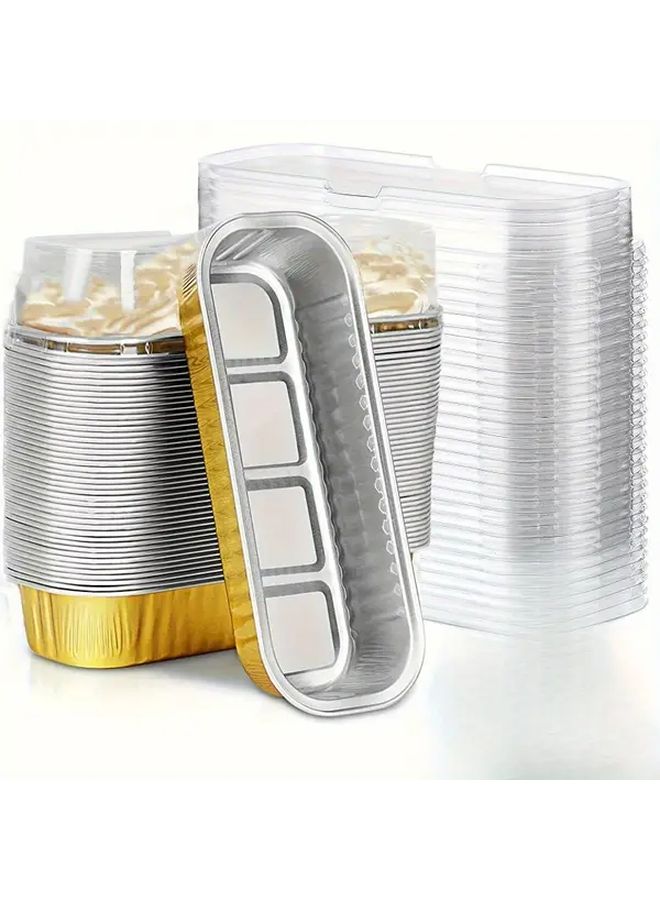 100Pcs Disposable Aluminum Foil Baking Pans With Lids 6 8oz Rectangular - Image 3