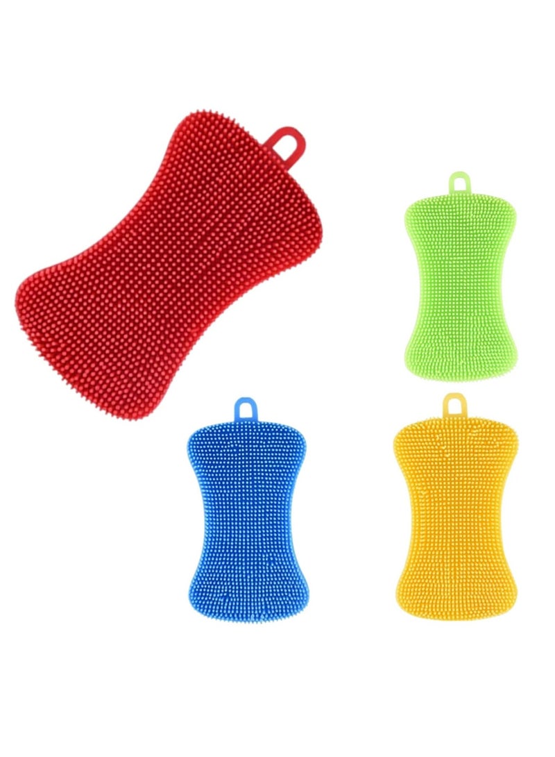 Oasisgalore 4Pcs Kitchen Silicone Dish Sponges Kitchen Scrubber Multipurpose Dish Washing Brushes for Dish Washing Cleaning - Image 1