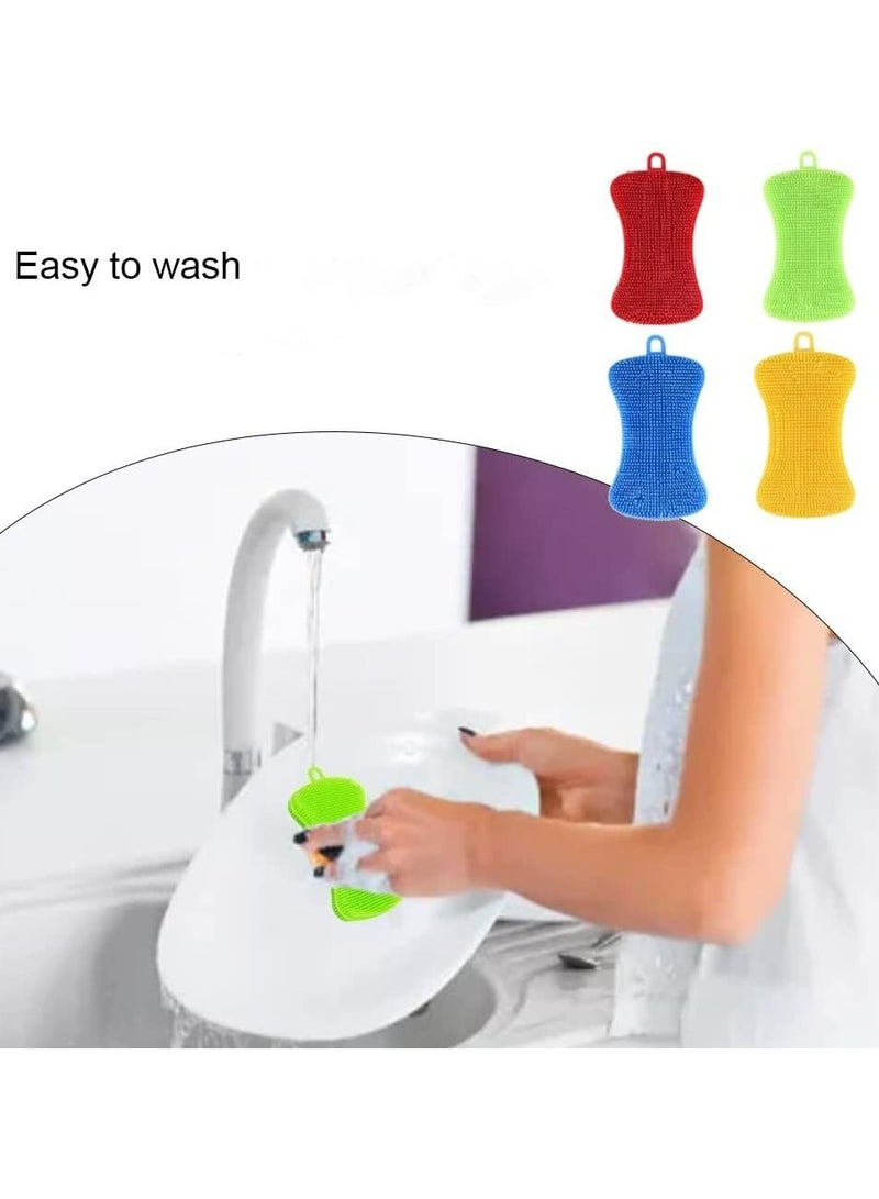 Oasisgalore 4Pcs Kitchen Silicone Dish Sponges Kitchen Scrubber Multipurpose Dish Washing Brushes for Dish Washing Cleaning - Image 5