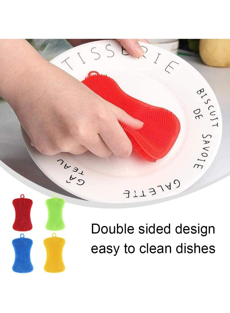 Oasisgalore 4Pcs Kitchen Silicone Dish Sponges Kitchen Scrubber Multipurpose Dish Washing Brushes for Dish Washing Cleaning - Image 4