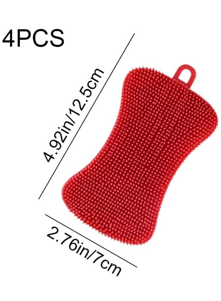 Oasisgalore 4Pcs Kitchen Silicone Dish Sponges Kitchen Scrubber Multipurpose Dish Washing Brushes for Dish Washing Cleaning - Image 2
