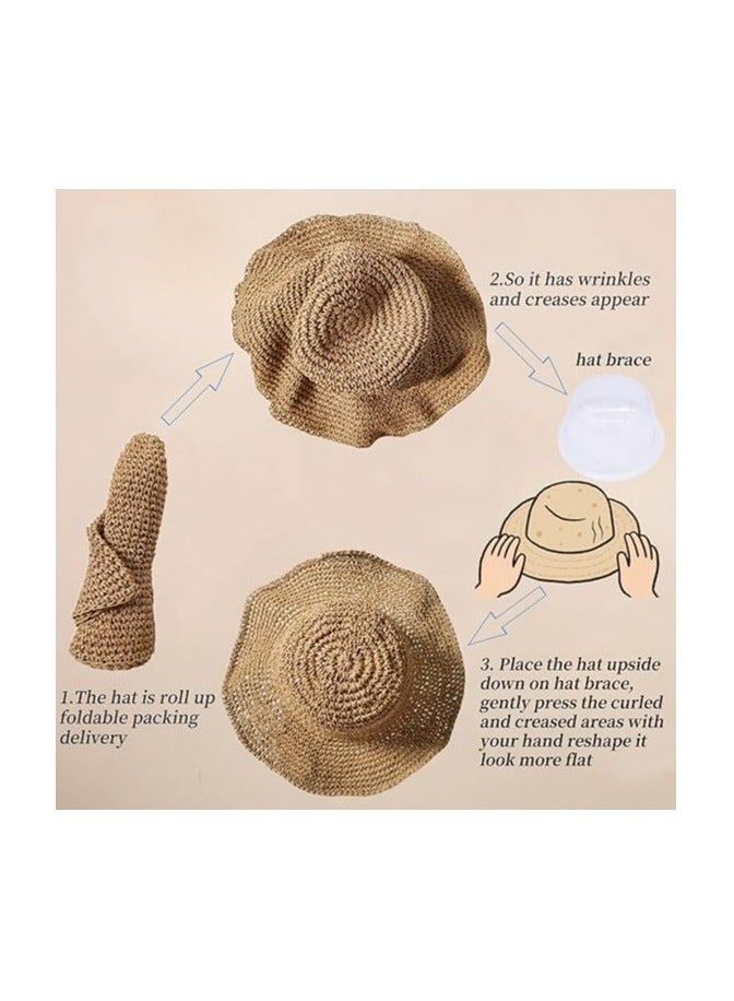 خاجول قبعة قش واسعة قابلة للطي للنساء ، قبعة شاطئ الصيف القابلة للتعبئة ، حماية شمس السفر - Image 5