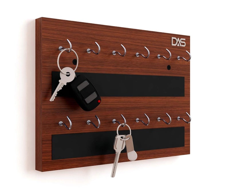 DAS Wall Mounted Home D�cor Key Chain Holder/Organizer Key Hooks Classic Walnut (12 Hooks)- Dex - Image 1