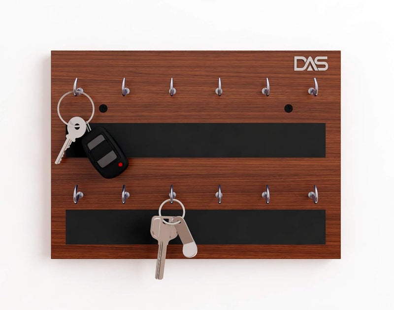 DAS Wall Mounted Home D�cor Key Chain Holder/Organizer Key Hooks Classic Walnut (12 Hooks)- Dex - Image 2