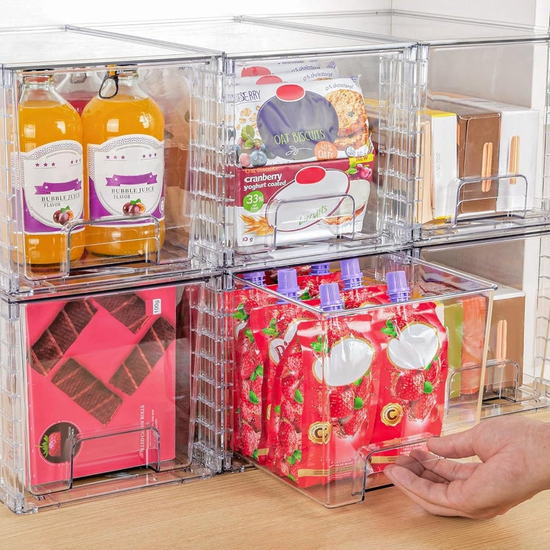KASTWAVE Stackable Storage Drawers, 2 Pack Clear Acrylic Drawer Organizers with Handles, Easily Assemble for Bathroom, Kitchen Undersink, Cabinet, Closet,Makeup, Pantry organization and Storage - Image 5