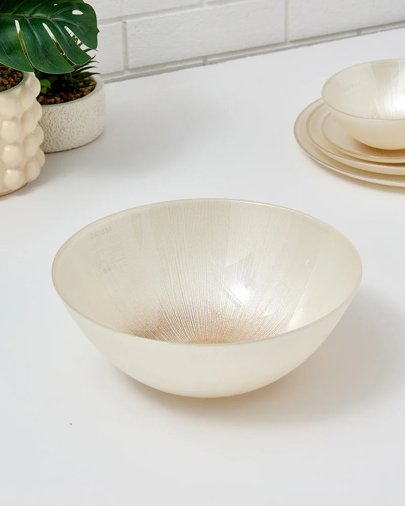 REDTAG Cream And Gold Embellished Glass Salad Bowl