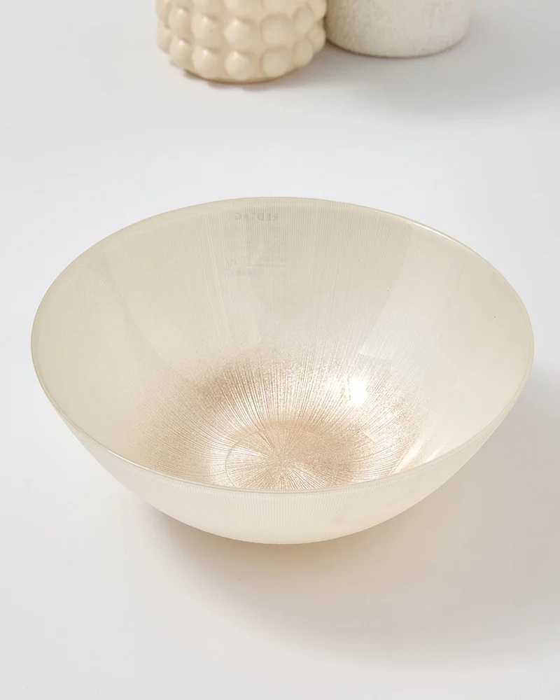 REDTAG Cream And Gold Embellished Glass Salad Bowl