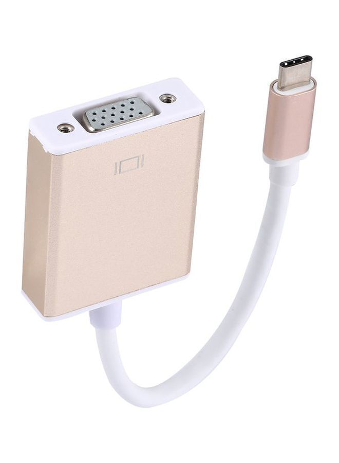 NIBEMINENT USB Type C Thunderbolt To VGA Converter Cable White/Gold 
