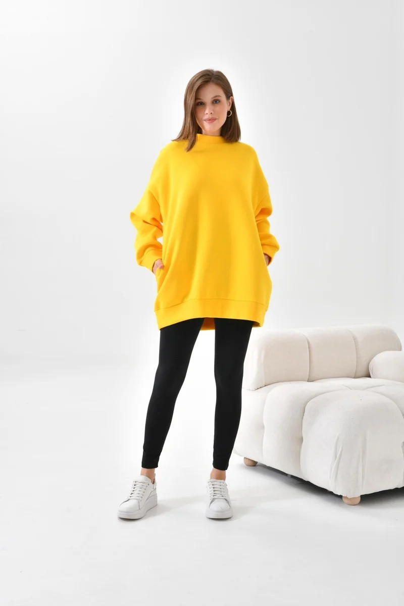Garmi Ftz Women 3 Thread Raised Sweatshirt Yellow