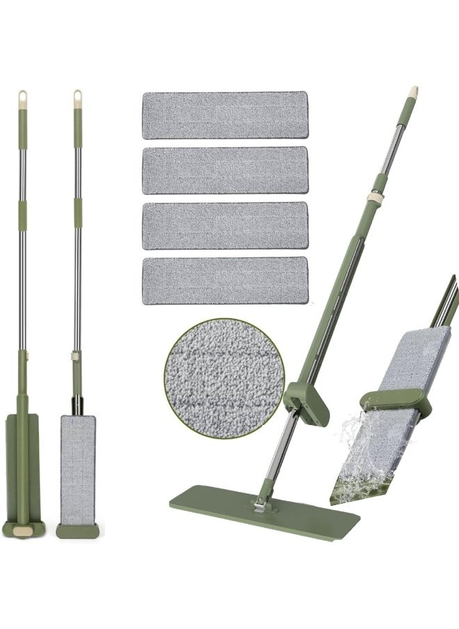 Zalcoon Flat Mop with Wringer Set, 4 Extra Pads, Wet and Dry Mops for Floor Cleaning Microfiber Pad with Long Handle, 360Â° Freely Rotating Head | Household Cleaning Tool for Multi-Surface Hard Floors  - Image 1