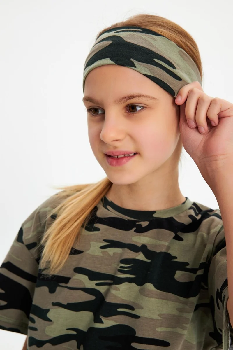 بيبيجيز Camouflage - Camouflage Girl Cotton Combed T-Shirt Bandana Set of 2 - Sports Comfortable Best Of Collection 5