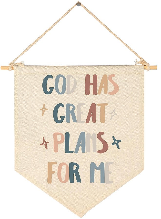 GEANHIL Bible Verse Wall Decor-Neutral Scripture Wall Banner Pennant- Flag Decor Gift for Baby Boys Girls Newborn Kids- Banner Pennant Wall Sign Gift for Nursery Baby Room Playroom Bedroom - Image 1