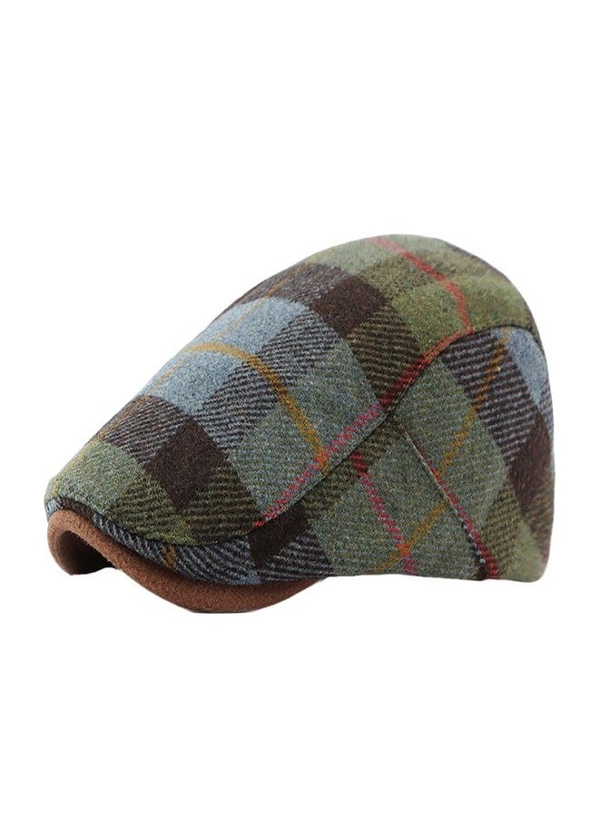 WITHMOONS Tartan Plaid Flat Cap - Irish Ivy Driving Golf Newsboy Hat YZ30229 (Green) - Image 1