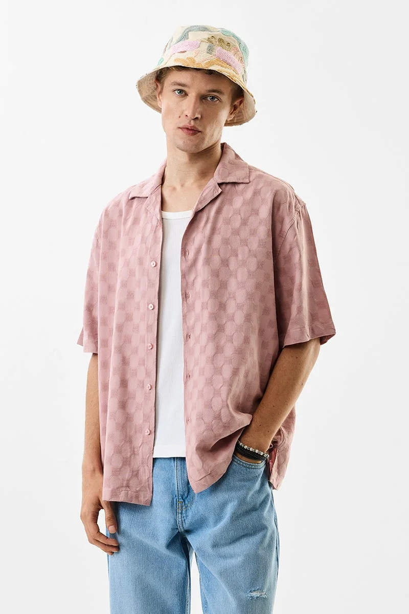 SNITCH Light Pink Textured Half Sleeve Oversized Shirt