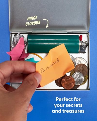 Blue Q Hinged Tin Pocket Box - Random Crap - Small Hinged Tin-Plated Steel Container Organizer for Everyday Carry, Travel, Survival, Mints, Storage, Gift and Cards - 4.25"w x 0.75"h x 3"d - Image 5