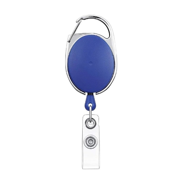 GLUN® Oval Round ID Card Holder – 2 Pack Badge Reel Clip On Retractable Holders (Blue) - Image 3