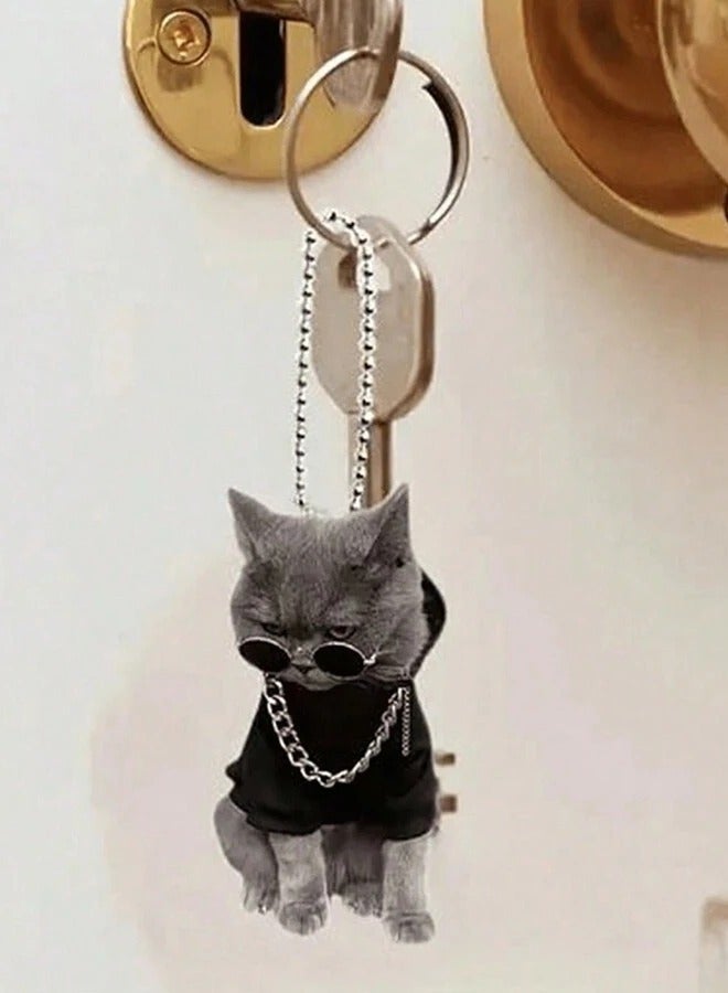 Cool Cat Acrylic Car Hanging Ornament - Stylish and Unique -Acrylic "Not Real Cat Fur" - Image 2