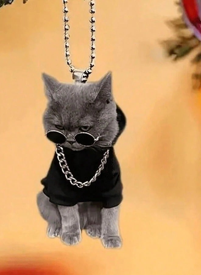 Cool Cat Acrylic Car Hanging Ornament - Stylish and Unique -Acrylic "Not Real Cat Fur" - Image 3