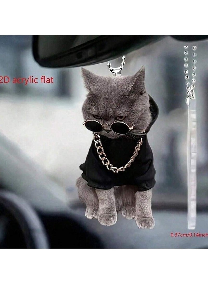 Cool Cat Acrylic Car Hanging Ornament - Stylish and Unique -Acrylic "Not Real Cat Fur" - Image 5