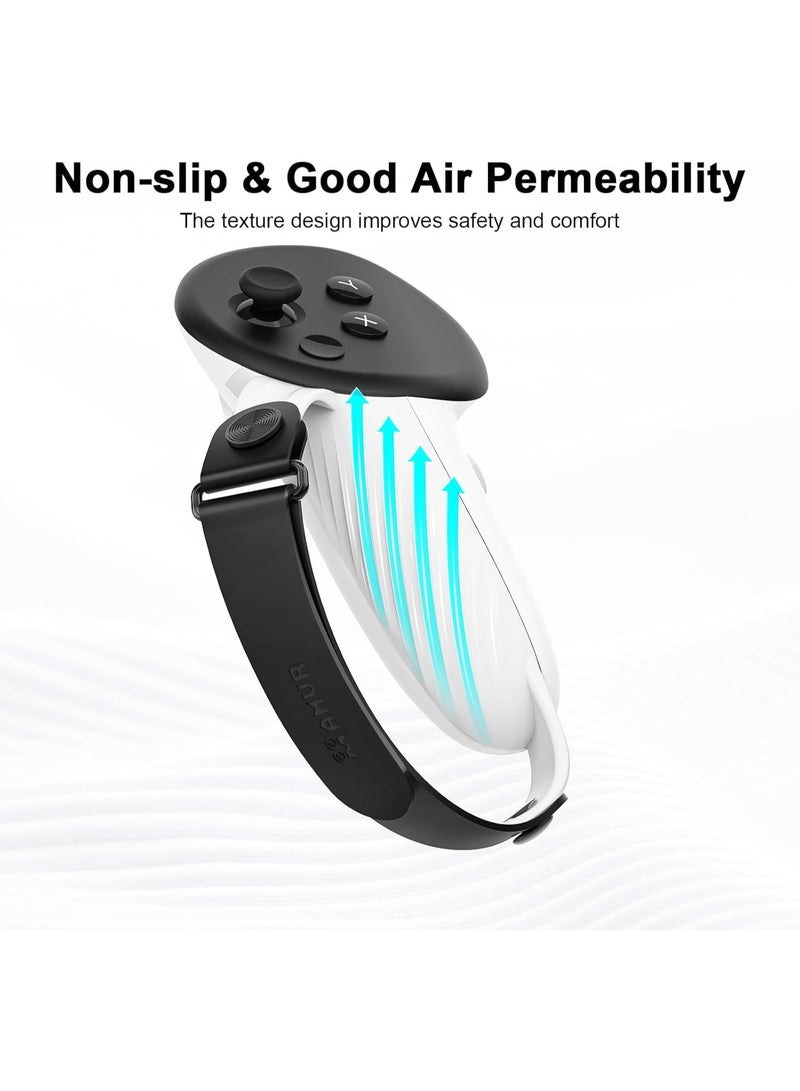 AMVR Controller Grips Compatible with Meta/Oculus Quest 3S/Quest 3, Silicone Accessories Non-Slip Handle Cover, Adjustable Soft Hand Strap Fits Small and Medium Hands (Not Fit Official Charging Dock Battery) - Image 5