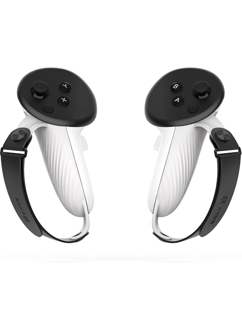 AMVR Controller Grips Compatible with Meta/Oculus Quest 3S/Quest 3, Silicone Accessories Non-Slip Handle Cover, Adjustable Soft Hand Strap Fits Small and Medium Hands (Not Fit Official Charging Dock Battery) - Image 1