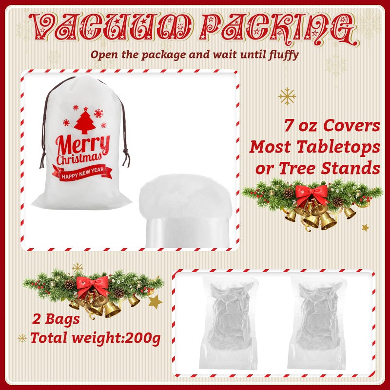Shappy شابي 2 أكياس زينة الثلج الاصطناعي لعيد الميلاد، ثلج صناعي رقيق من ألياف القطن للزينة الداخلية، بطانية ثلج واقعية لتزيين عيد الميلاد وشتاء المدفأة وقرية الحفلات - Image 2