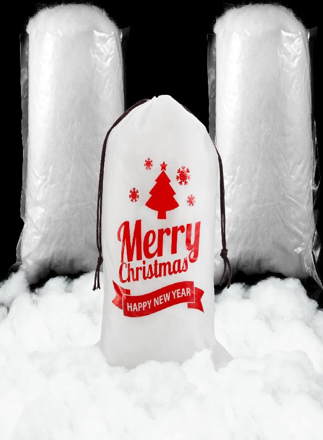 Shappy Shappy 2 Bags Christmas Fake Snow Fluffy Artificial Snow Indoor Snow Blanket Realistic Snow Fiber Christmas Snow Decor with Bag for Winter Mantel Village Party Decoration - Image 4