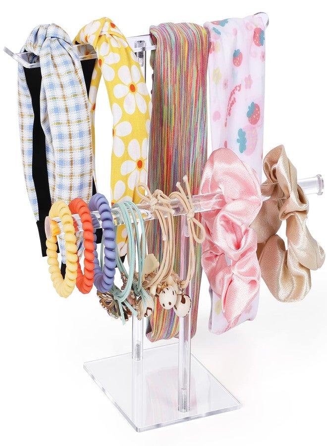 Suneerplay Headband Holder Scrunchie Holders Acrylic, Clear Hair Ties Stand Organizer, Headband Display Stand, Scrunchie Storage Organizers, Hair Accessories Organizer for Women and Girls - Image 1