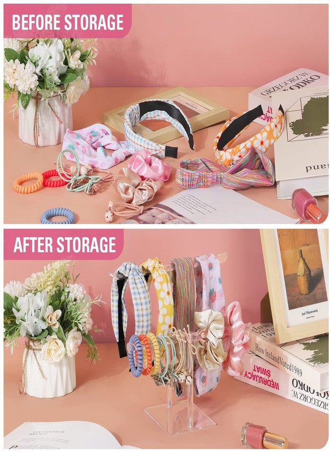 Suneerplay Headband Holder Scrunchie Holders Acrylic, Clear Hair Ties Stand Organizer, Headband Display Stand, Scrunchie Storage Organizers, Hair Accessories Organizer for Women and Girls - Image 2
