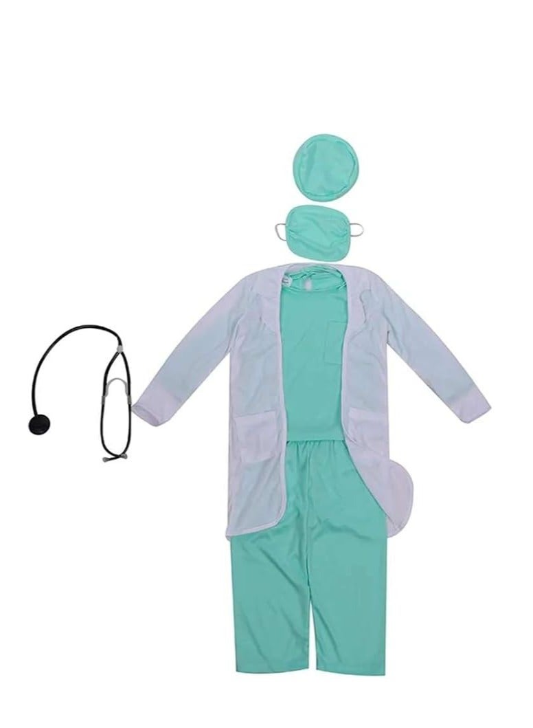UKR UKR Kids Doctor Dressing Up & Costumes – Dr. Lab Coat Dress Up Kit with Stethoscope & Surgical Mask (Medium, Ages 5-8 Years, 125-135 cm) – Perfect Role Play Kit for Aspiring Young Doctors  - Image 4
