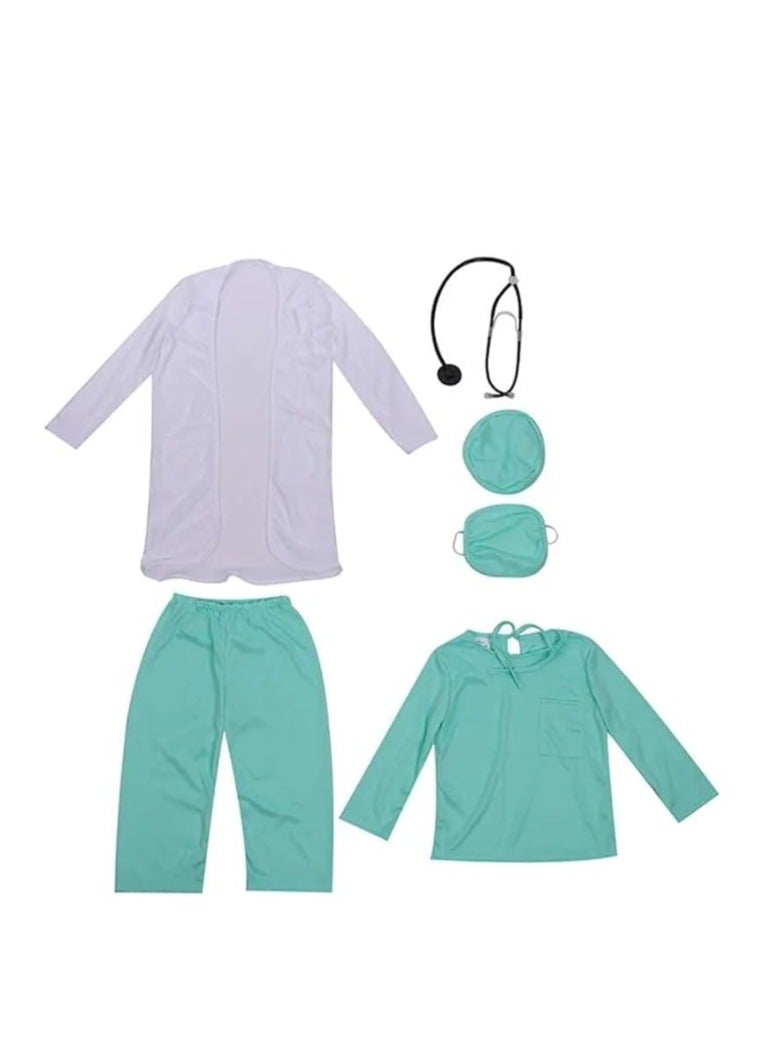 UKR UKR Kids Doctor Dressing Up & Costumes – Dr. Lab Coat Dress Up Kit with Stethoscope & Surgical Mask (Medium, Ages 5-8 Years, 125-135 cm) – Perfect Role Play Kit for Aspiring Young Doctors  - Image 5