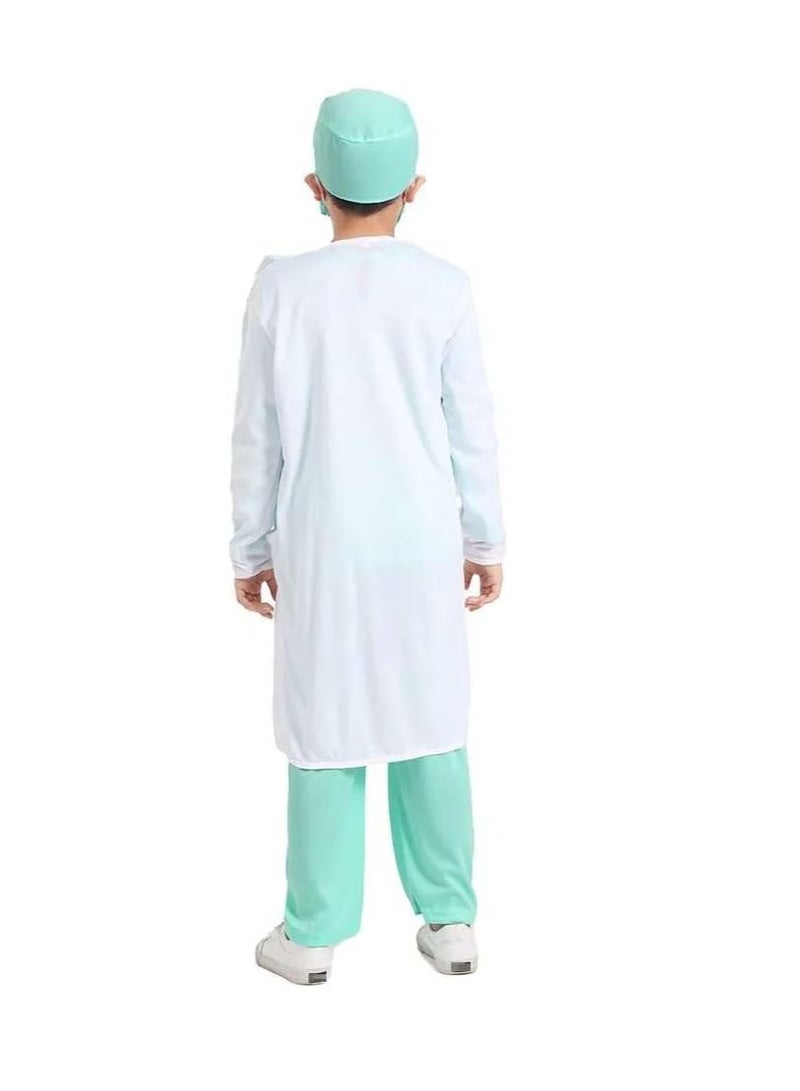 UKR UKR Kids Doctor Dressing Up & Costumes – Dr. Lab Coat Dress Up Kit with Stethoscope & Surgical Mask (Medium, Ages 5-8 Years, 125-135 cm) – Perfect Role Play Kit for Aspiring Young Doctors  - Image 3