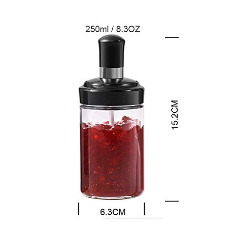 Bhavyam Transparent glass food and pickle storage spice jar with spoon,chatni container with spoon,salt container with spoon attached for dinning table kitchen(250 ml) (2) - Image 3