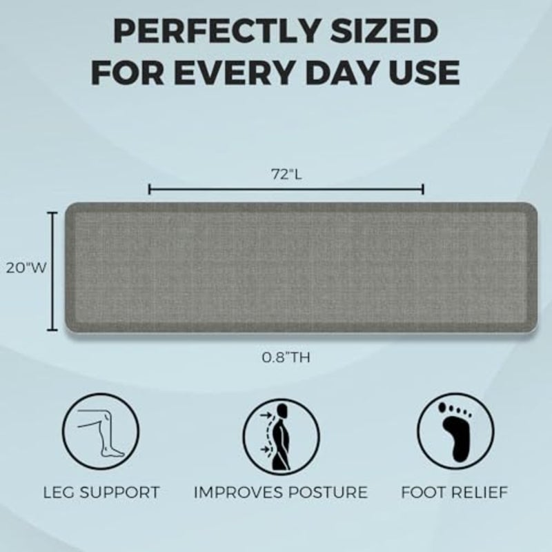 NewLife Ergo-Foam Cushioned Anti-Fatigue Standing Kitchen Floor Mat, Padded Stain-Resistant, Waterproof, Non-Slip Comfort Padded Desk/Office Mat -, Patina Grey - Image 5