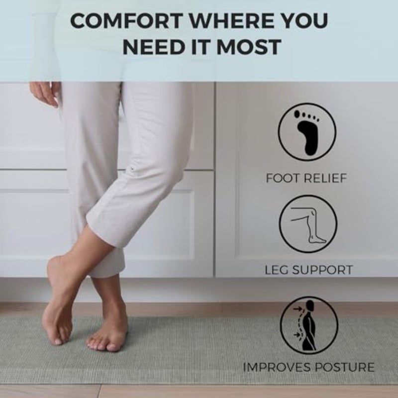 NewLife Ergo-Foam Cushioned Anti-Fatigue Standing Kitchen Floor Mat, Padded Stain-Resistant, Waterproof, Non-Slip Comfort Padded Desk/Office Mat -, Patina Grey - Image 4