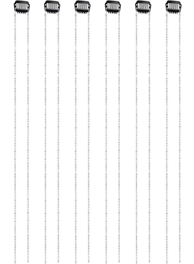 CHIROGRAPHY 6 Pcs Premium Rhinestone Hair Chains Rhinestone Hair Accessories, Crystal Hair Extensions Pearl Hair Charm silver Gold Hair Pins Hair Rhinestones for Braids for Women 6 Count(Shiny Gold) - Image 1