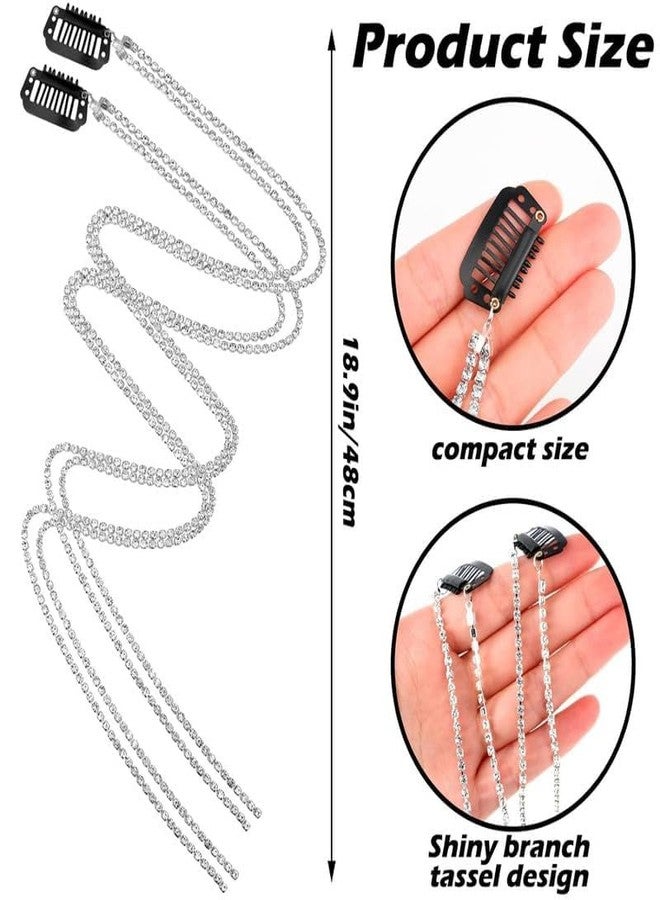 CHIROGRAPHY 6 Pcs Premium Rhinestone Hair Chains Rhinestone Hair Accessories, Crystal Hair Extensions Pearl Hair Charm silver Gold Hair Pins Hair Rhinestones for Braids for Women 6 Count(Shiny Gold) - Image 4